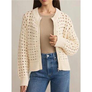 Openwork Zip-Up Cardigan‎
